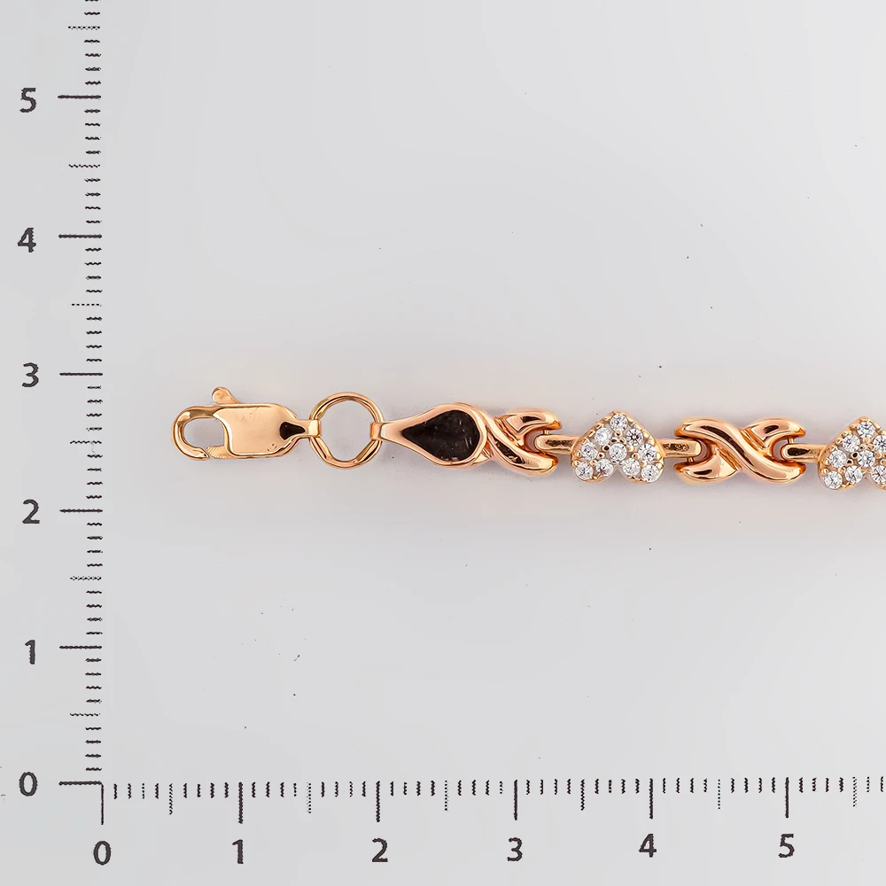 Браслет с фианитом из красного золота 585 пробы