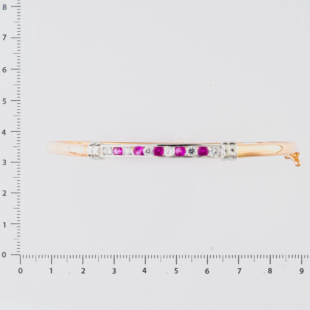 Браслет с рубином синтетическим из красного золота 585 пробы