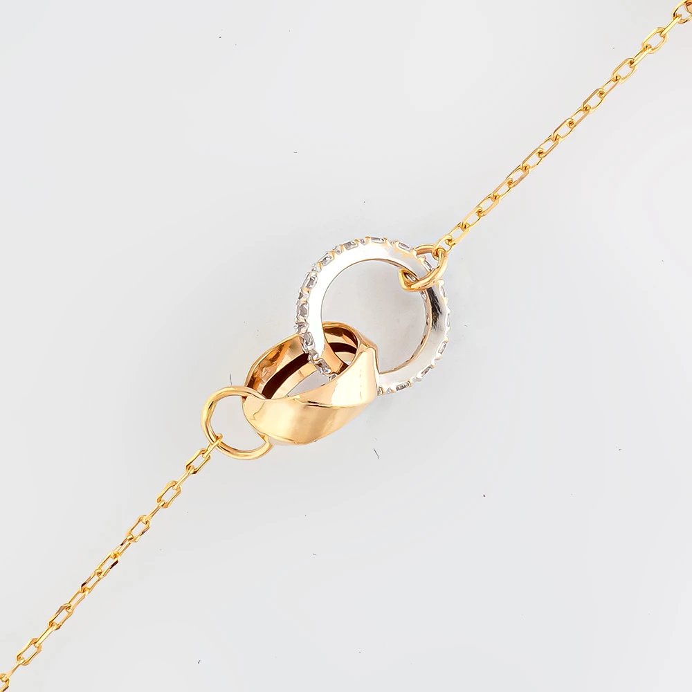 Браслет с фианитом из красного золота 585 пробы