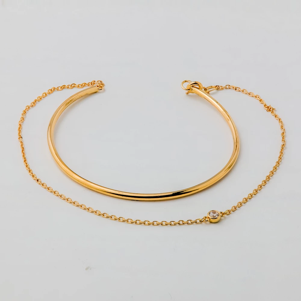 Браслет с фианитом из красного золота 585 пробы