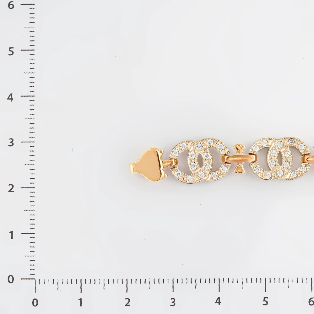 Браслет с фианитом из красного золота 585 пробы