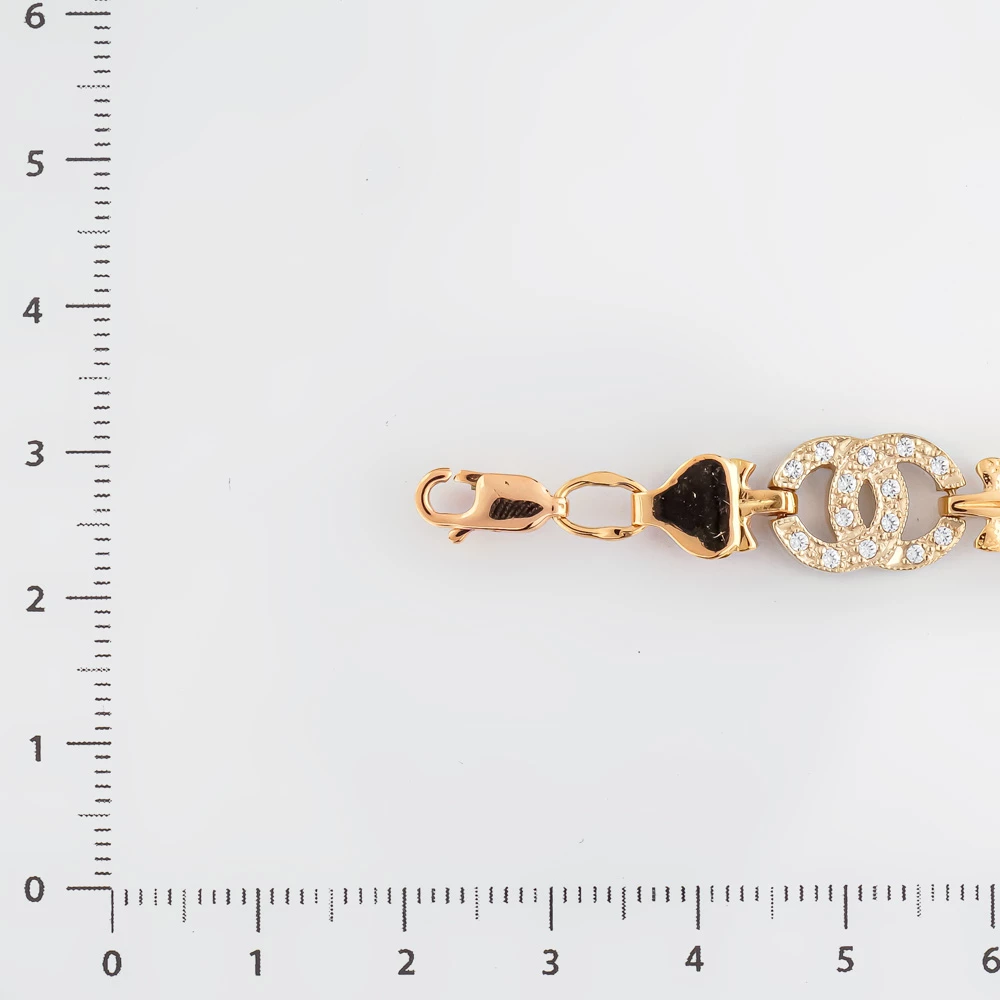 Браслет с фианитом из красного золота 585 пробы