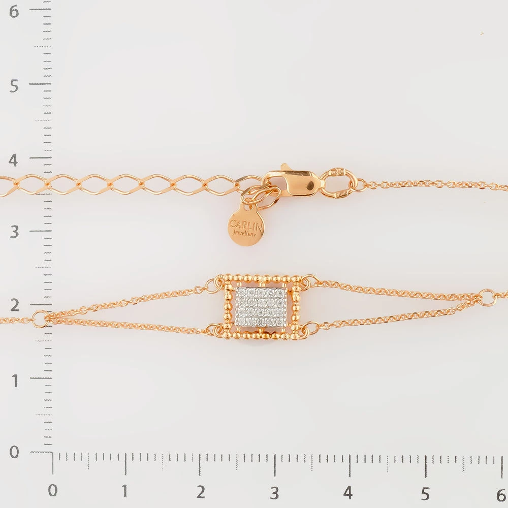 Браслет с фианитом из красного золота 585 пробы