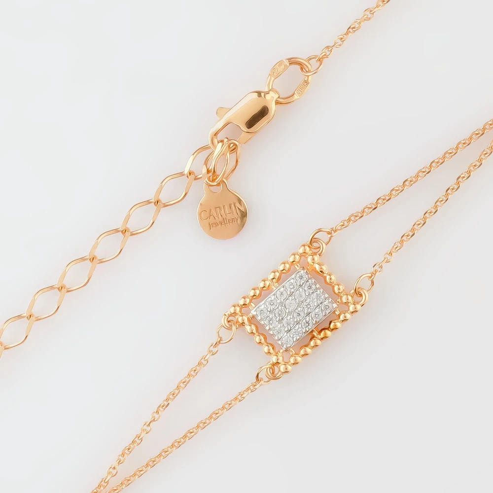 Браслет с фианитом из красного золота 585 пробы