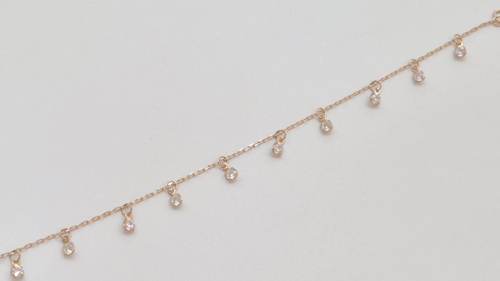 Браслет с фианитом из красного золота 585 пробы