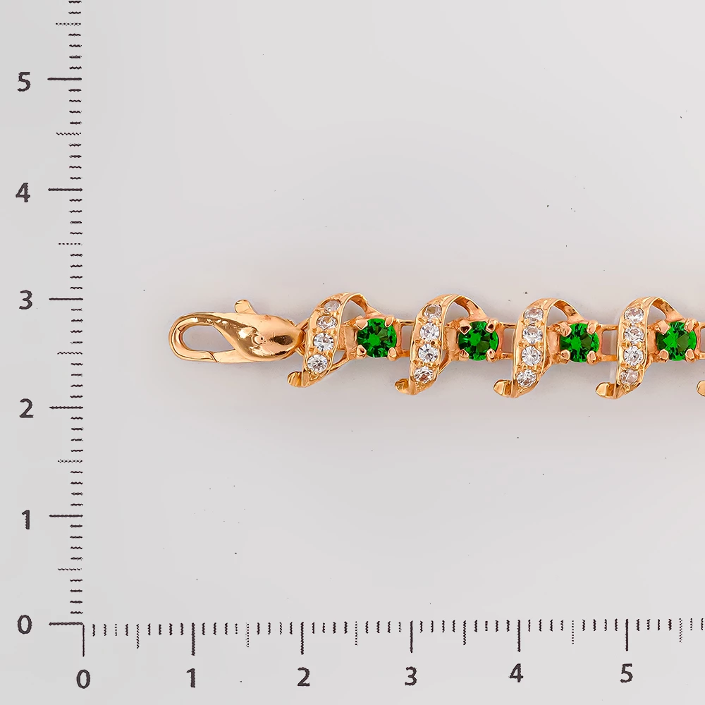 Браслет с фианитом из красного золота 585 пробы