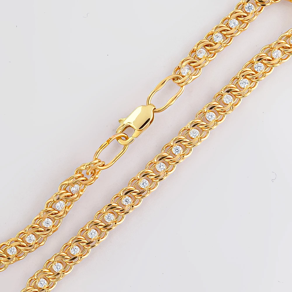 Браслет с фианитом из желтого золота 585 пробы