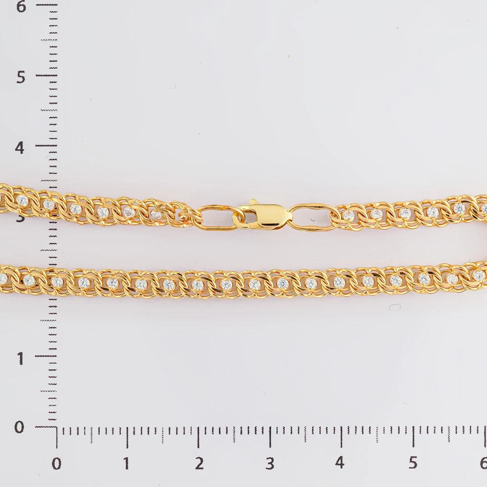 Браслет с фианитом из желтого золота 585 пробы