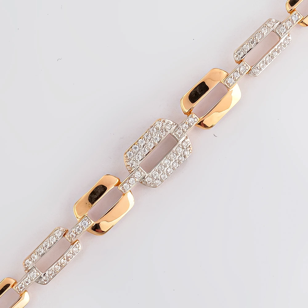 Браслет с фианитом из красного золота 585 пробы