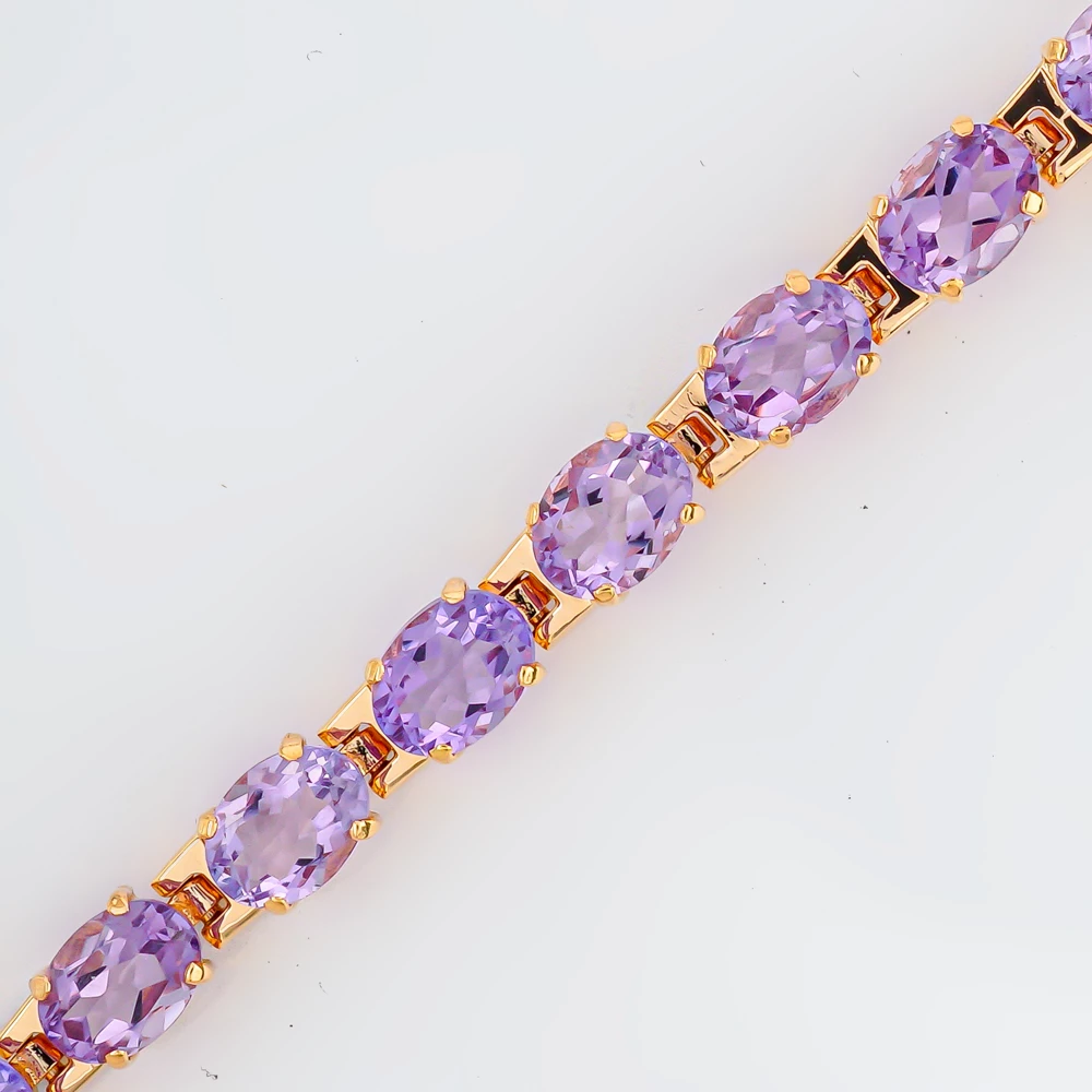 Браслет с аметистом из красного золота 585 пробы