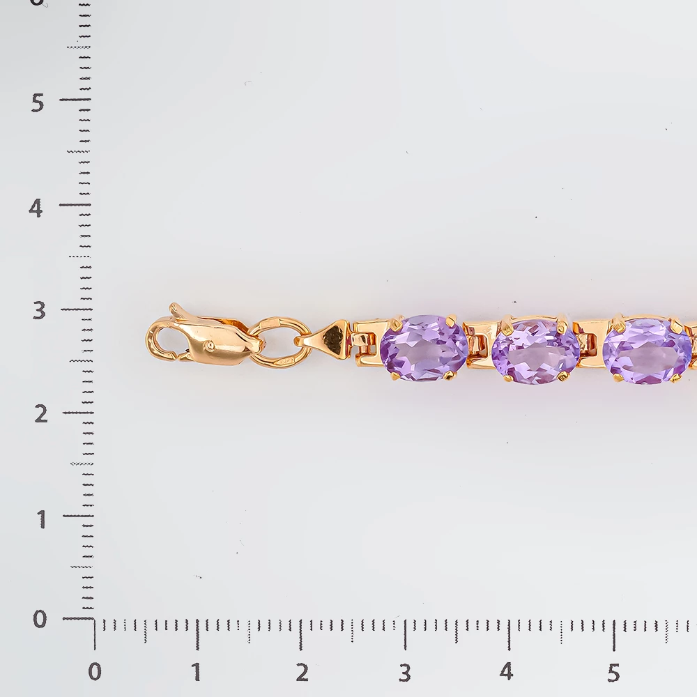 Браслет с аметистом из красного золота 585 пробы