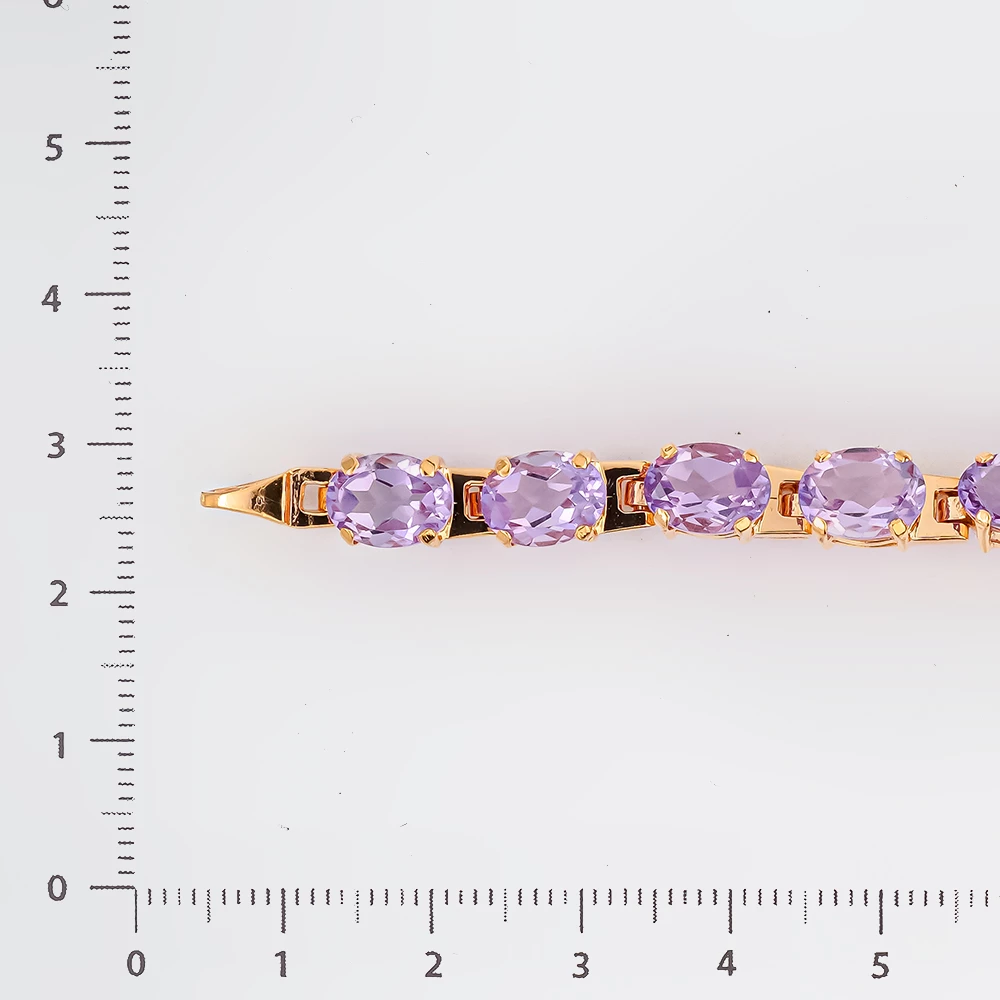Браслет с аметистом из красного золота 585 пробы