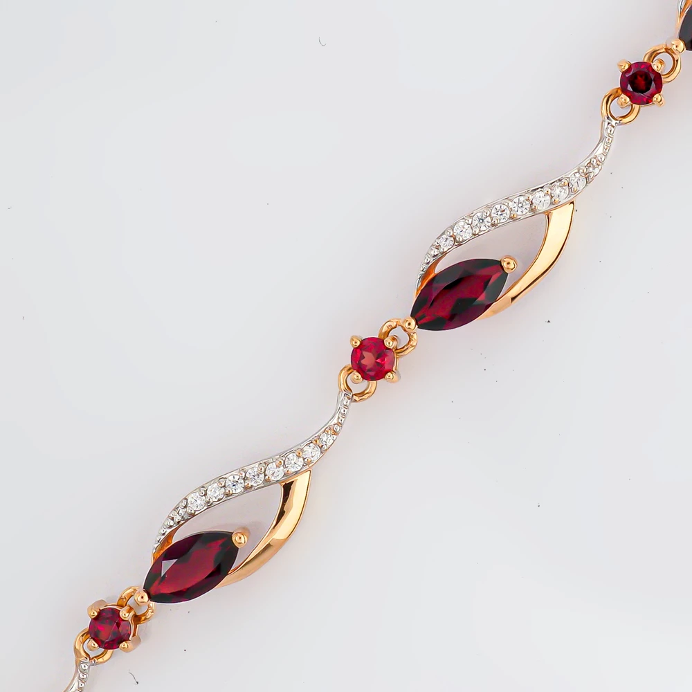 Браслет с гранатом из красного золота 375 пробы