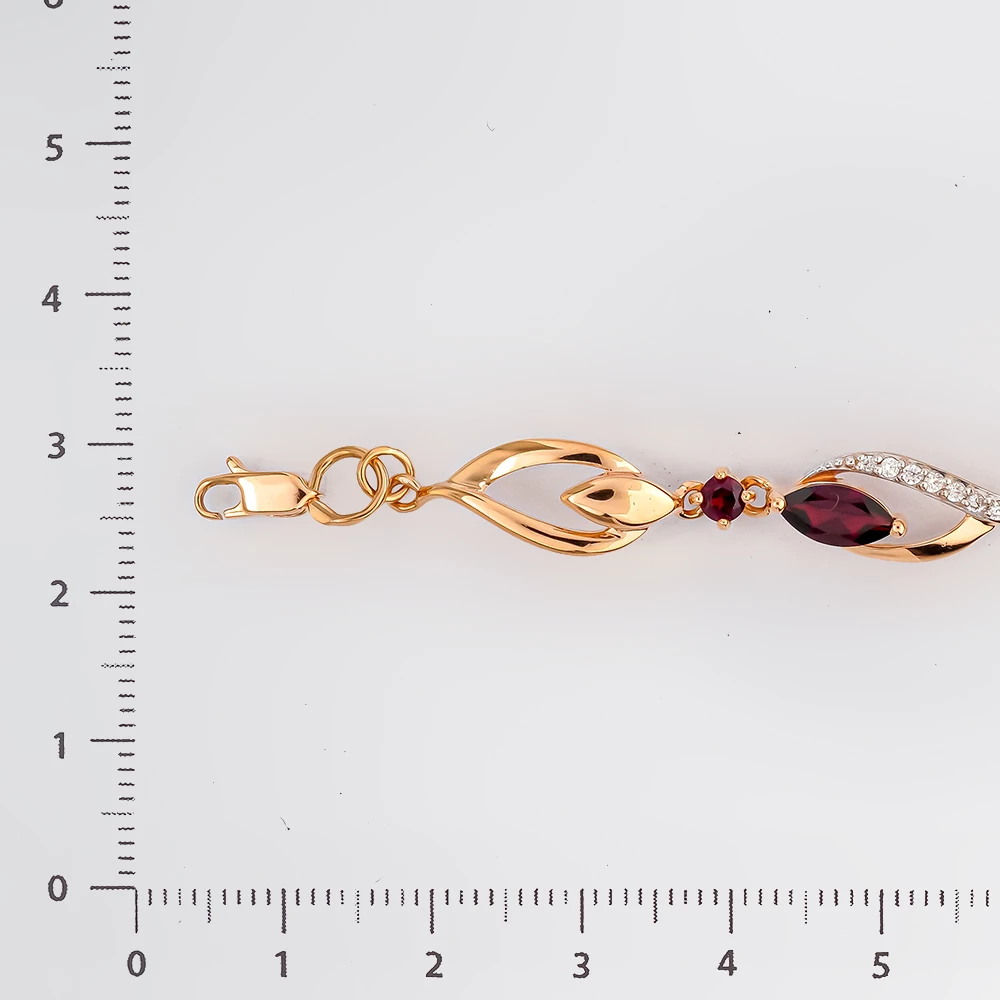 Браслет с гранатом из красного золота 375 пробы