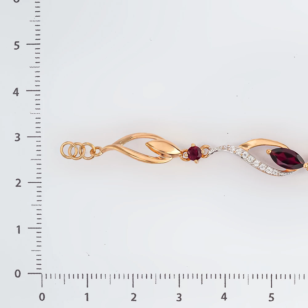 Браслет с гранатом из красного золота 375 пробы