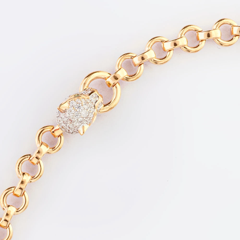 Браслет с фианитом из красного золота 585 пробы