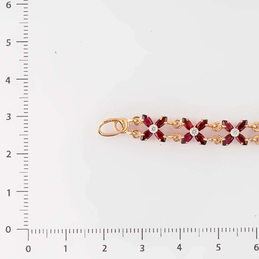 Браслет с гранатом из красного золота 585 пробы