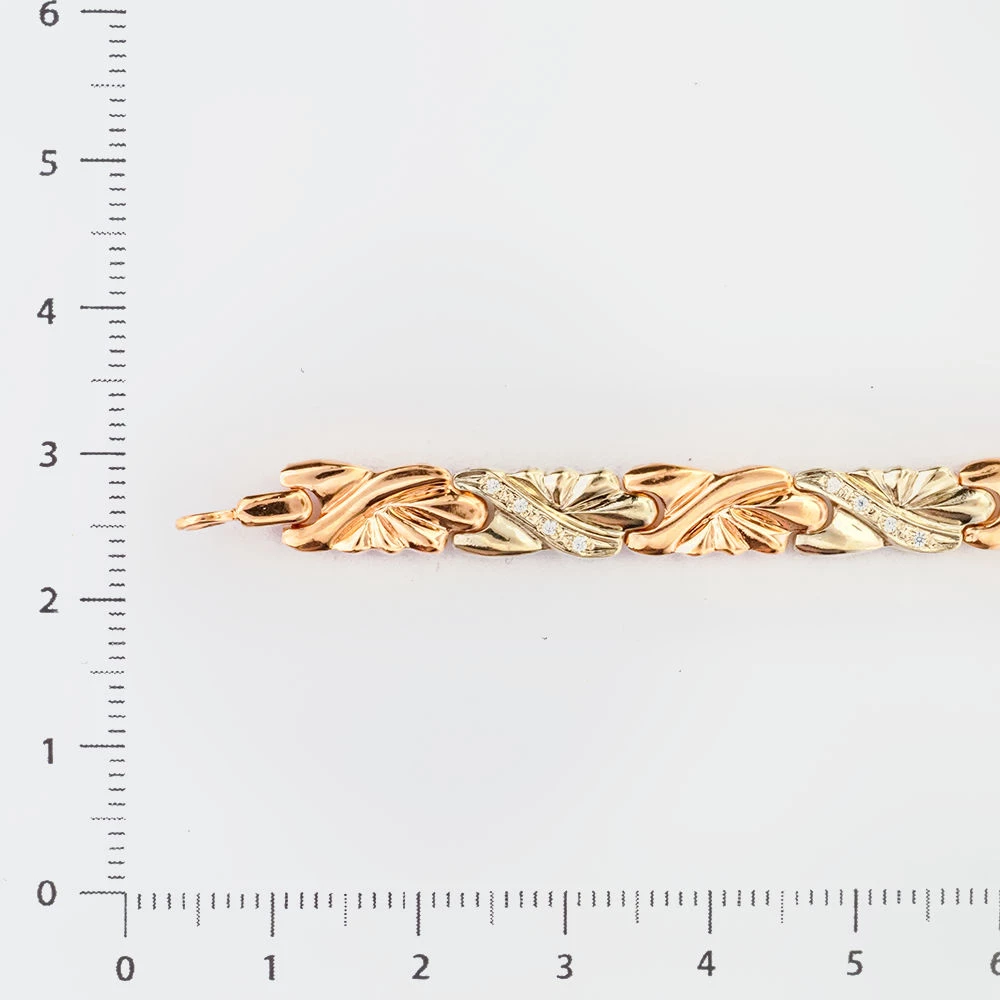 Браслет с фианитом из красного золота 585 пробы