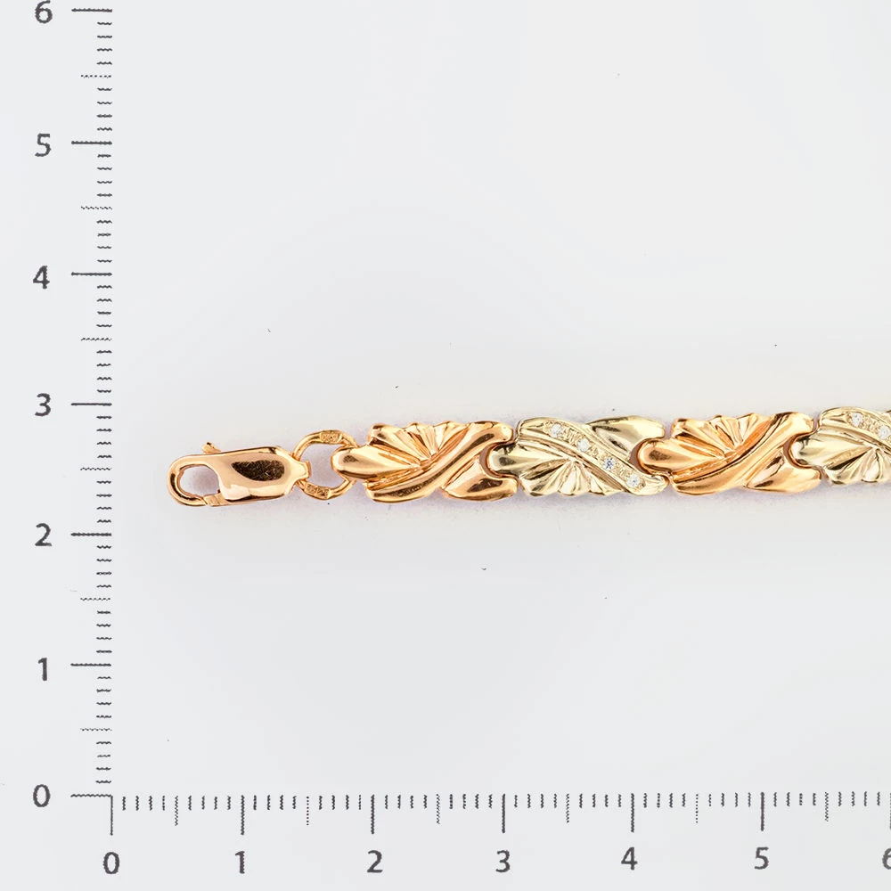 Браслет с фианитом из красного золота 585 пробы