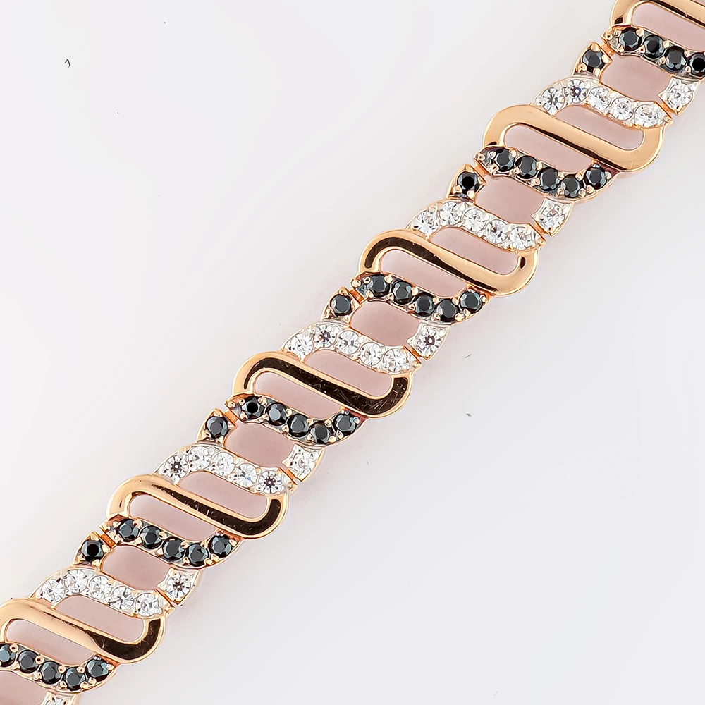 Браслет с фианитом из красного золота 585 пробы