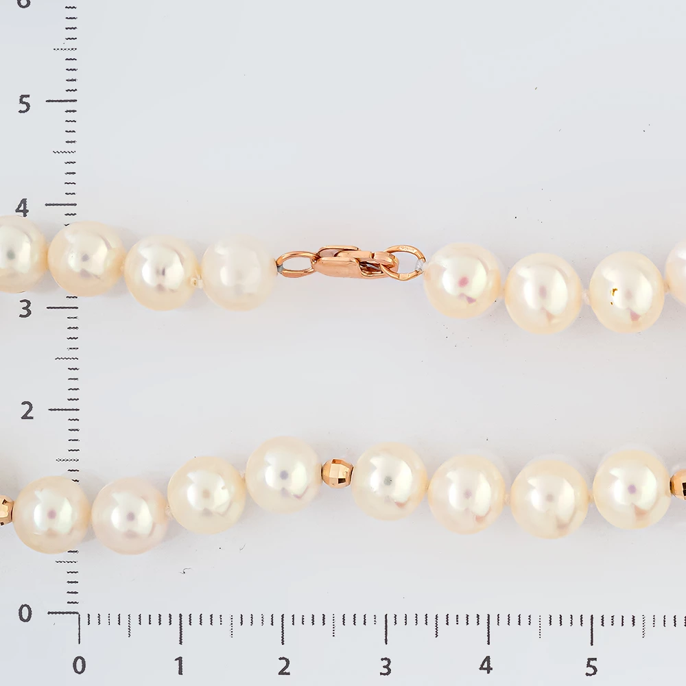 Браслет с культивированным жемчугом из красного золота 585 пробы