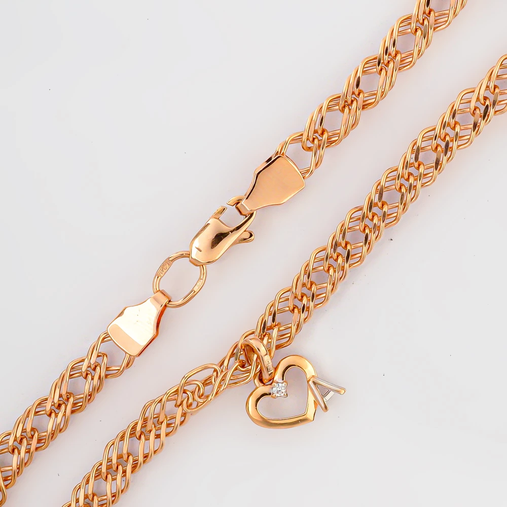 Браслет с фианитом из красного золота 585 пробы