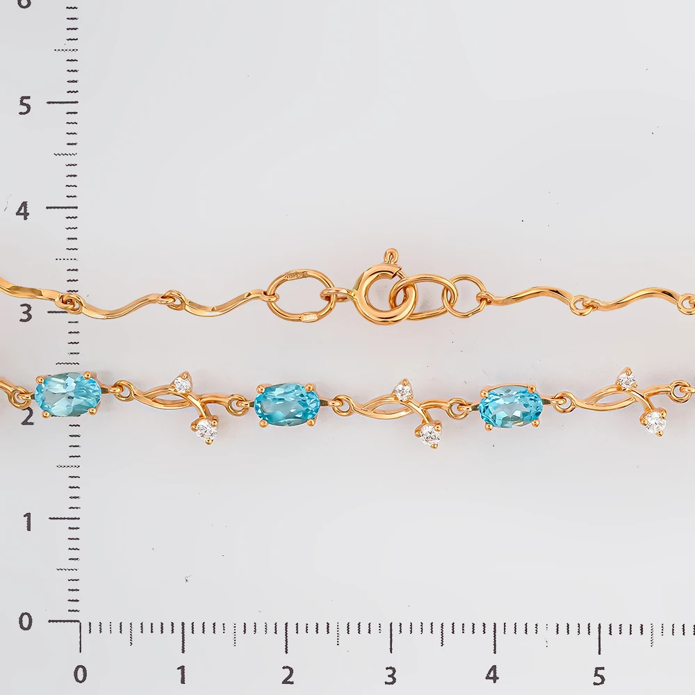 Браслет с топазом из красного золота 585 пробы