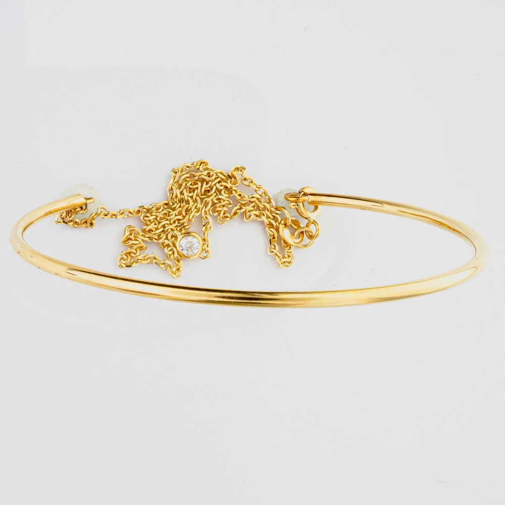 Браслет с фианитом из желтого золота 585 пробы