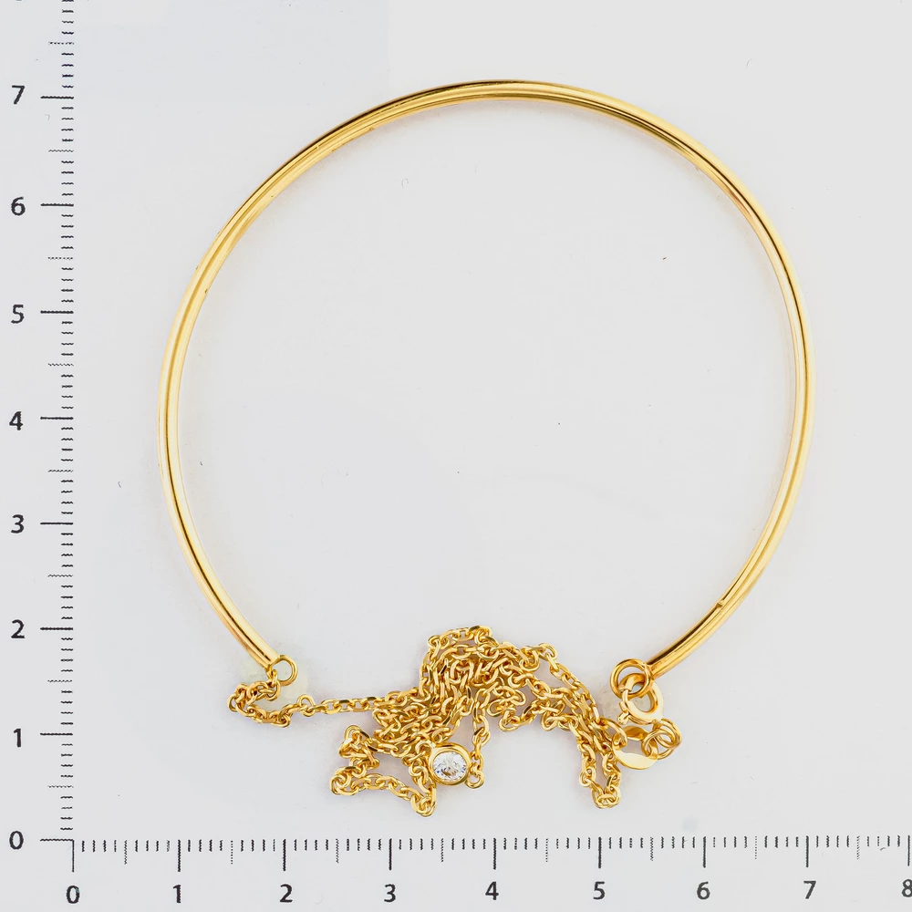 Браслет с фианитом из желтого золота 585 пробы