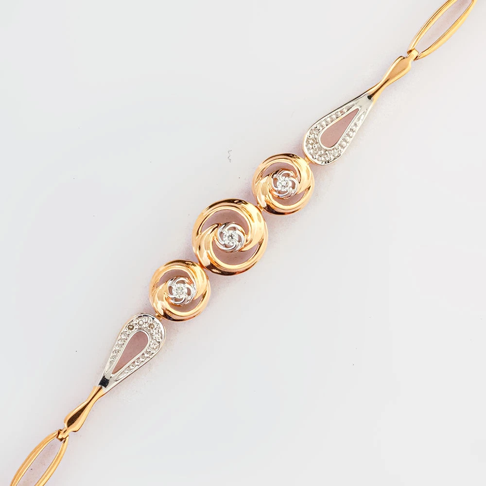 Браслет с бриллиантом из красного золота 585 пробы