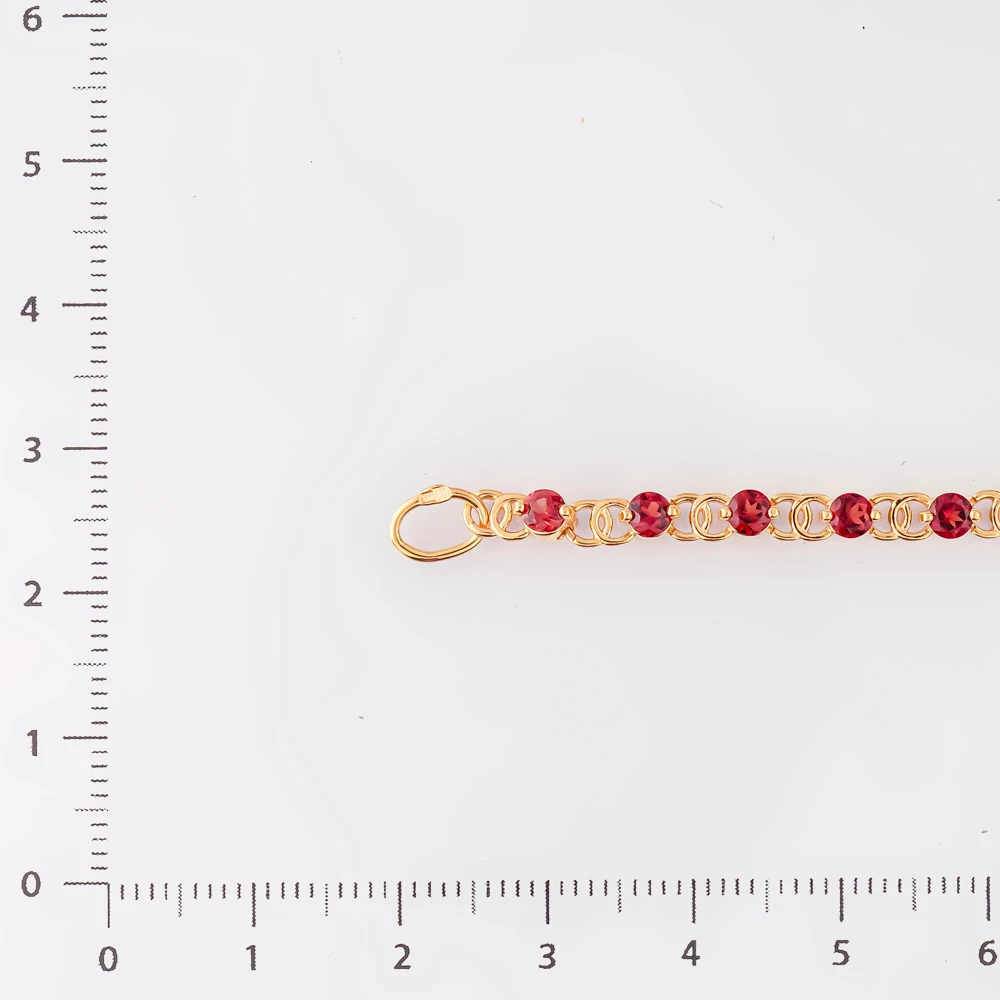 Браслет с гранатом из красного золота 585 пробы