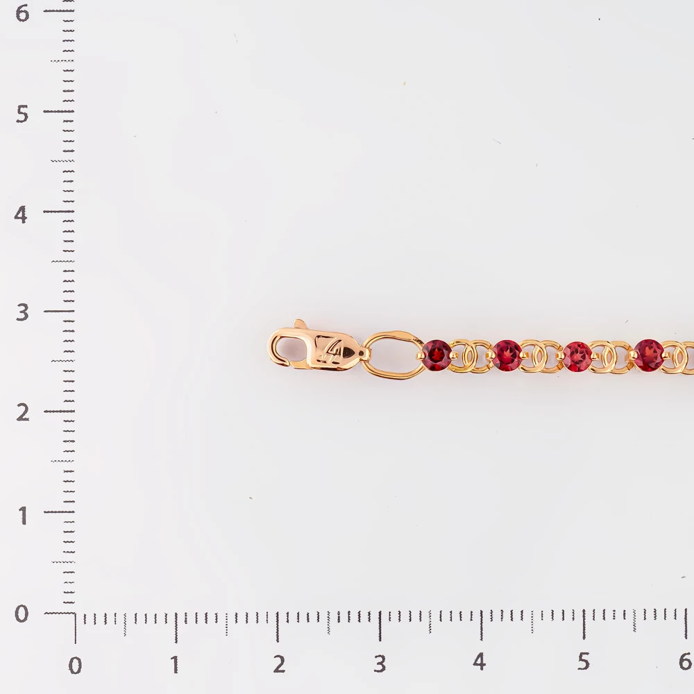 Браслет с гранатом из красного золота 585 пробы