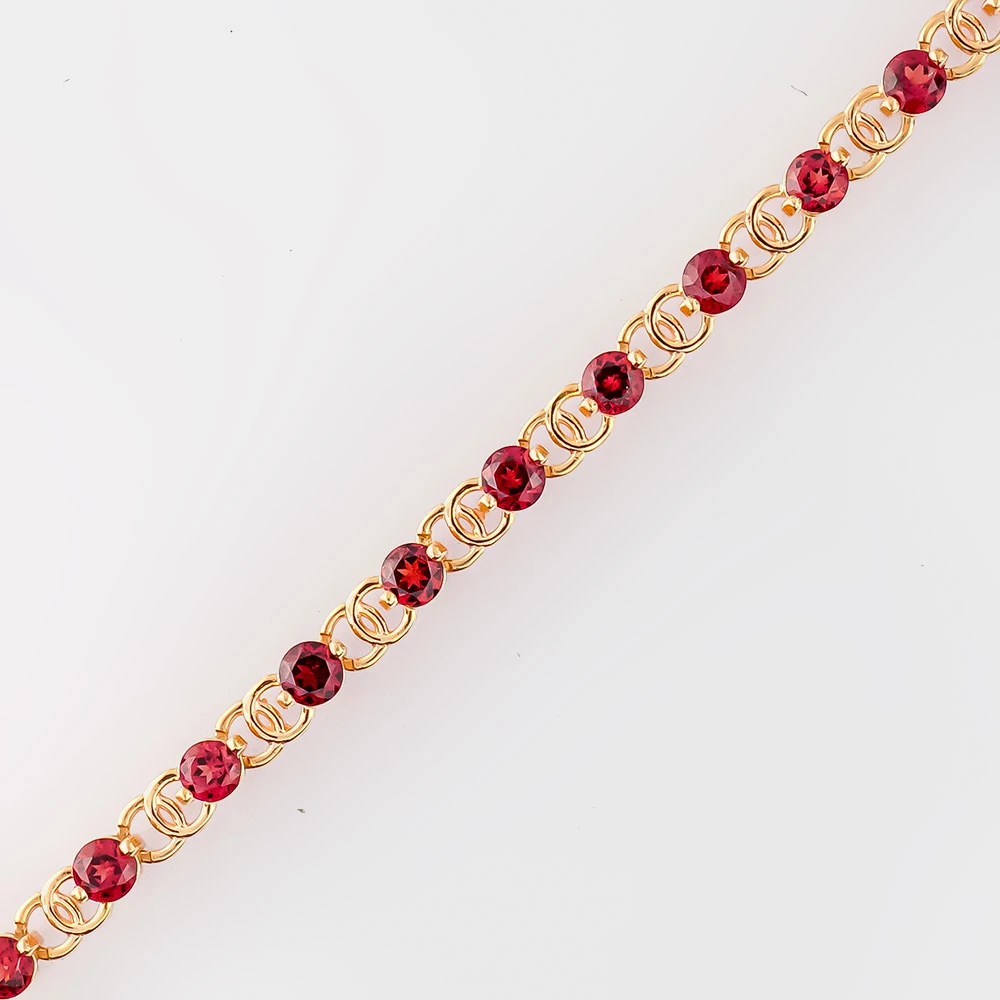 Браслет с гранатом из красного золота 585 пробы