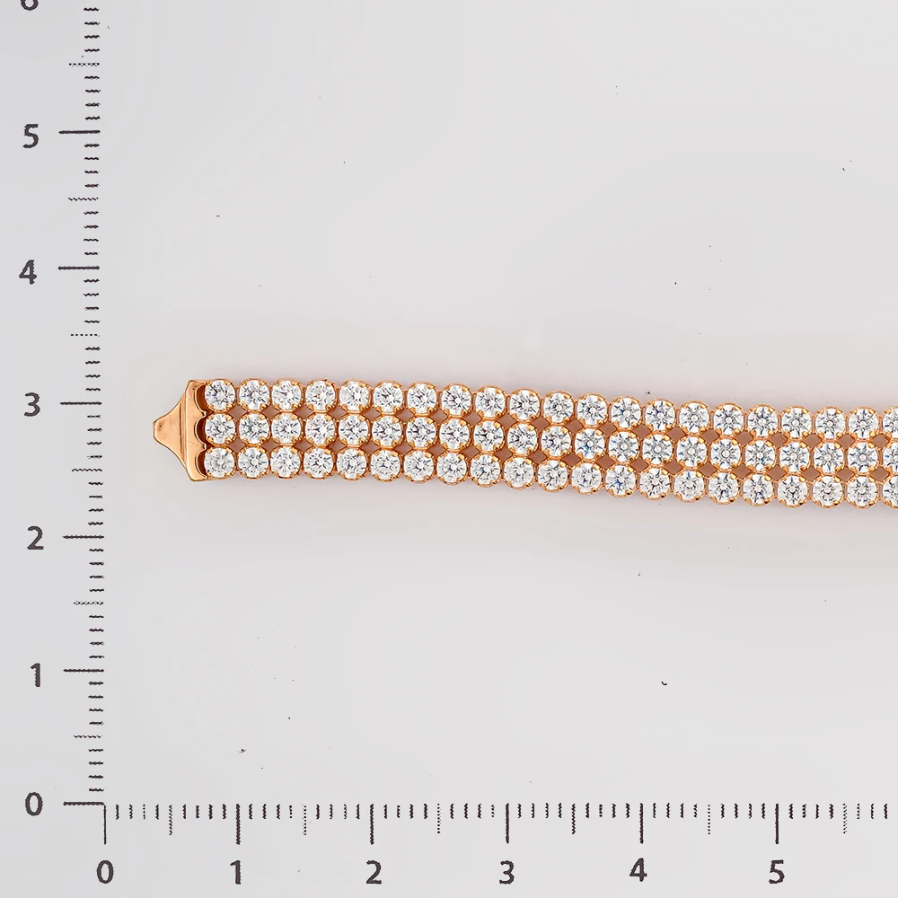 Браслет с фианитом из красного золота 585 пробы