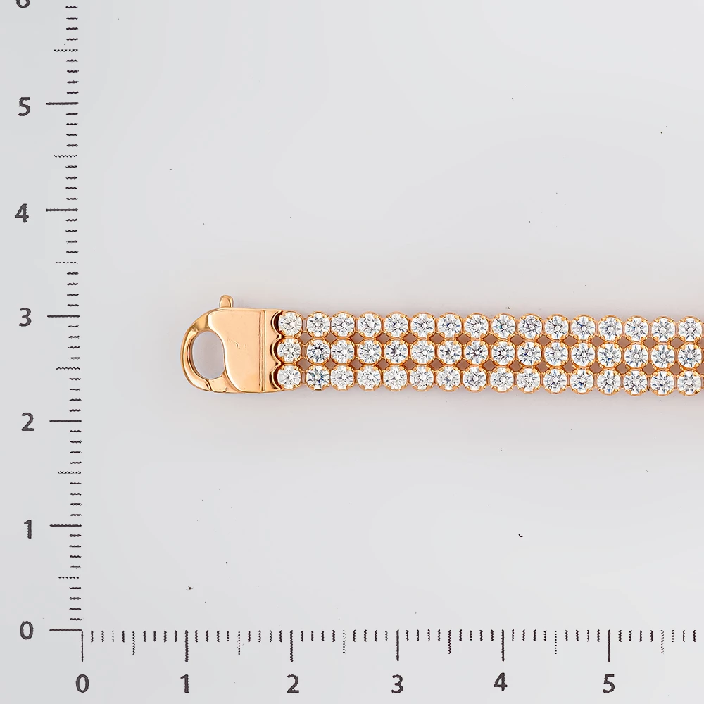Браслет с фианитом из красного золота 585 пробы