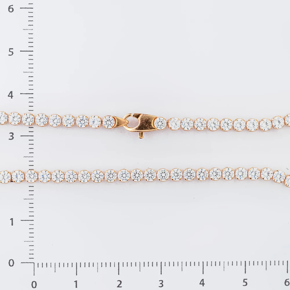 Браслет с фианитом из красного золота 585 пробы