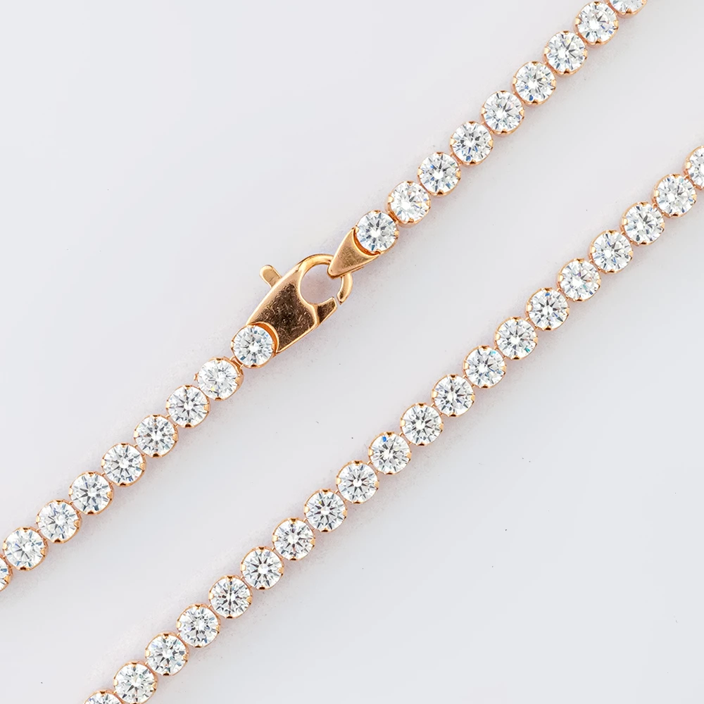 Браслет с фианитом из красного золота 585 пробы