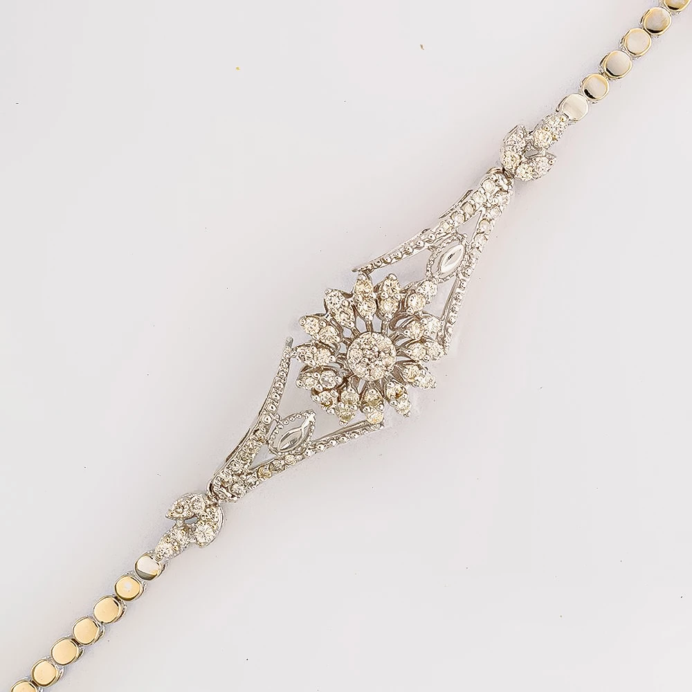 Браслет с бриллиантом из белого золота 585 пробы