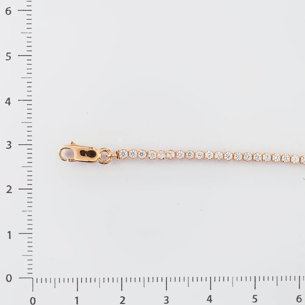 Браслет с фианитом из красного золота 585 пробы