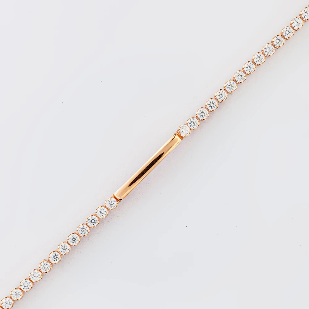 Браслет с фианитом из красного золота 585 пробы