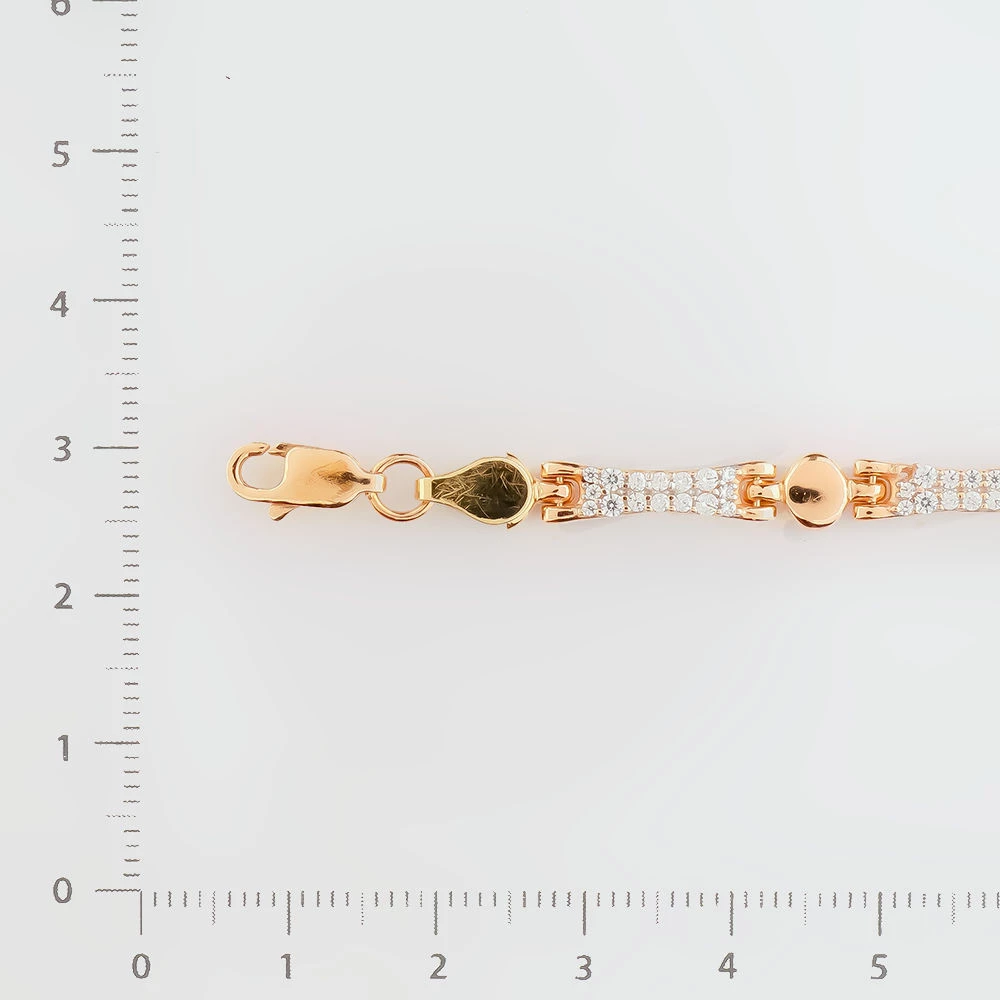 Браслет с фианитом из красного золота 585 пробы