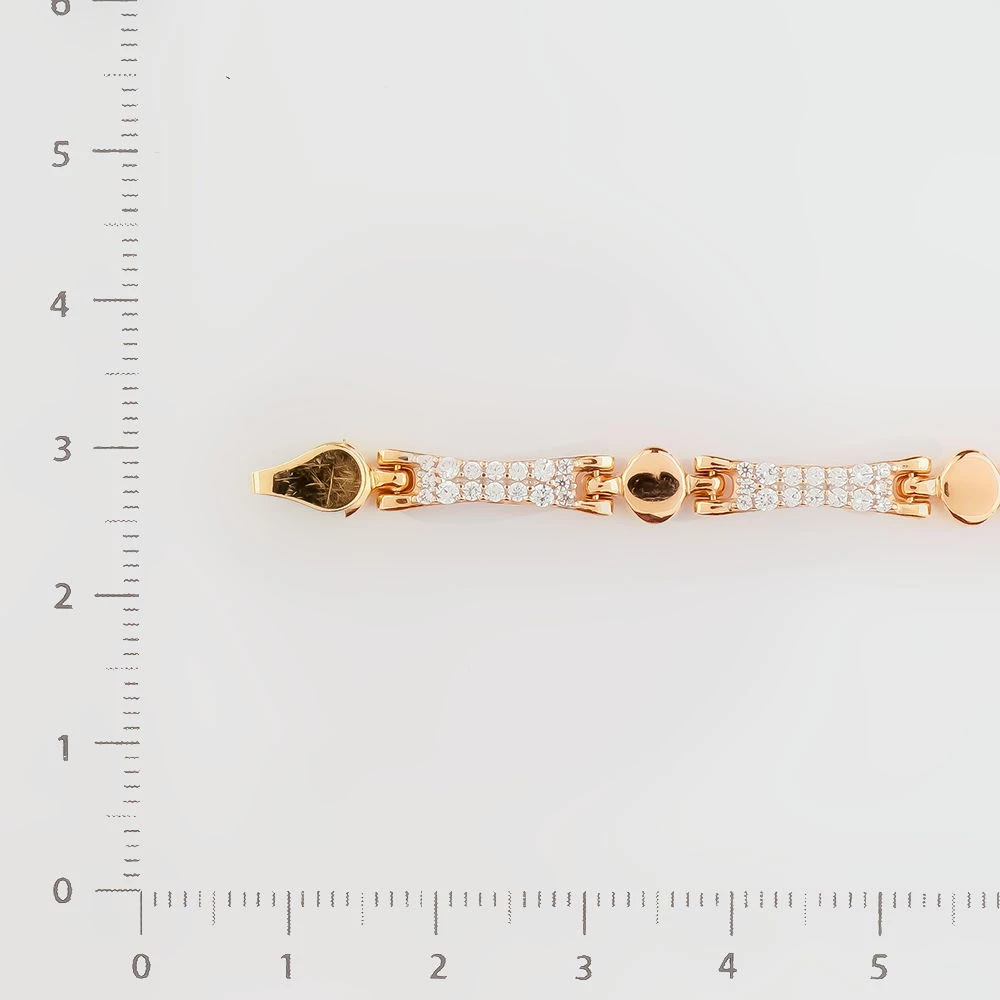 Браслет с фианитом из красного золота 585 пробы