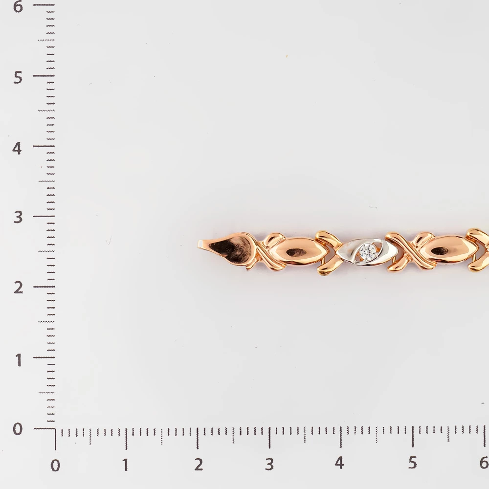 Браслет с фианитом из красного золота 585 пробы