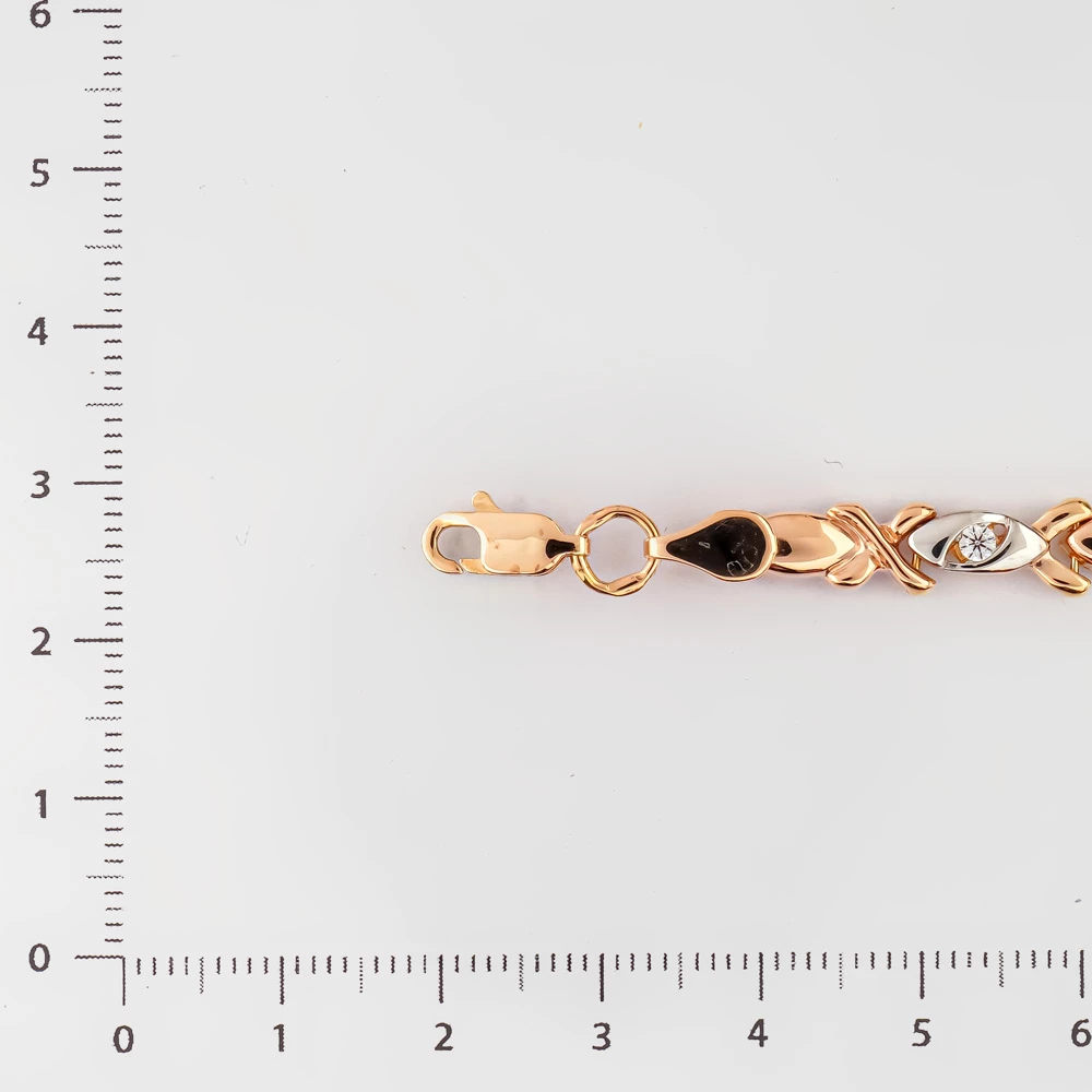 Браслет с фианитом из красного золота 585 пробы