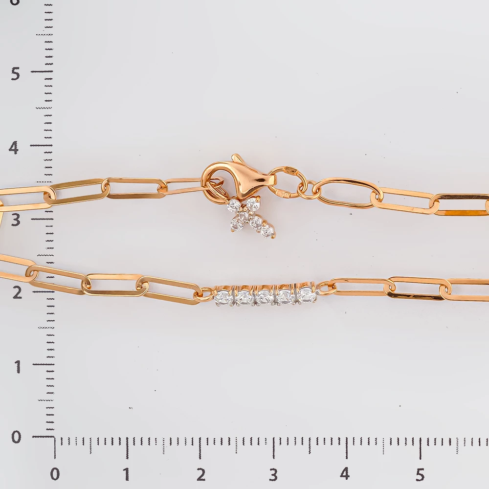 Браслет с фианитом из красного золота 585 пробы