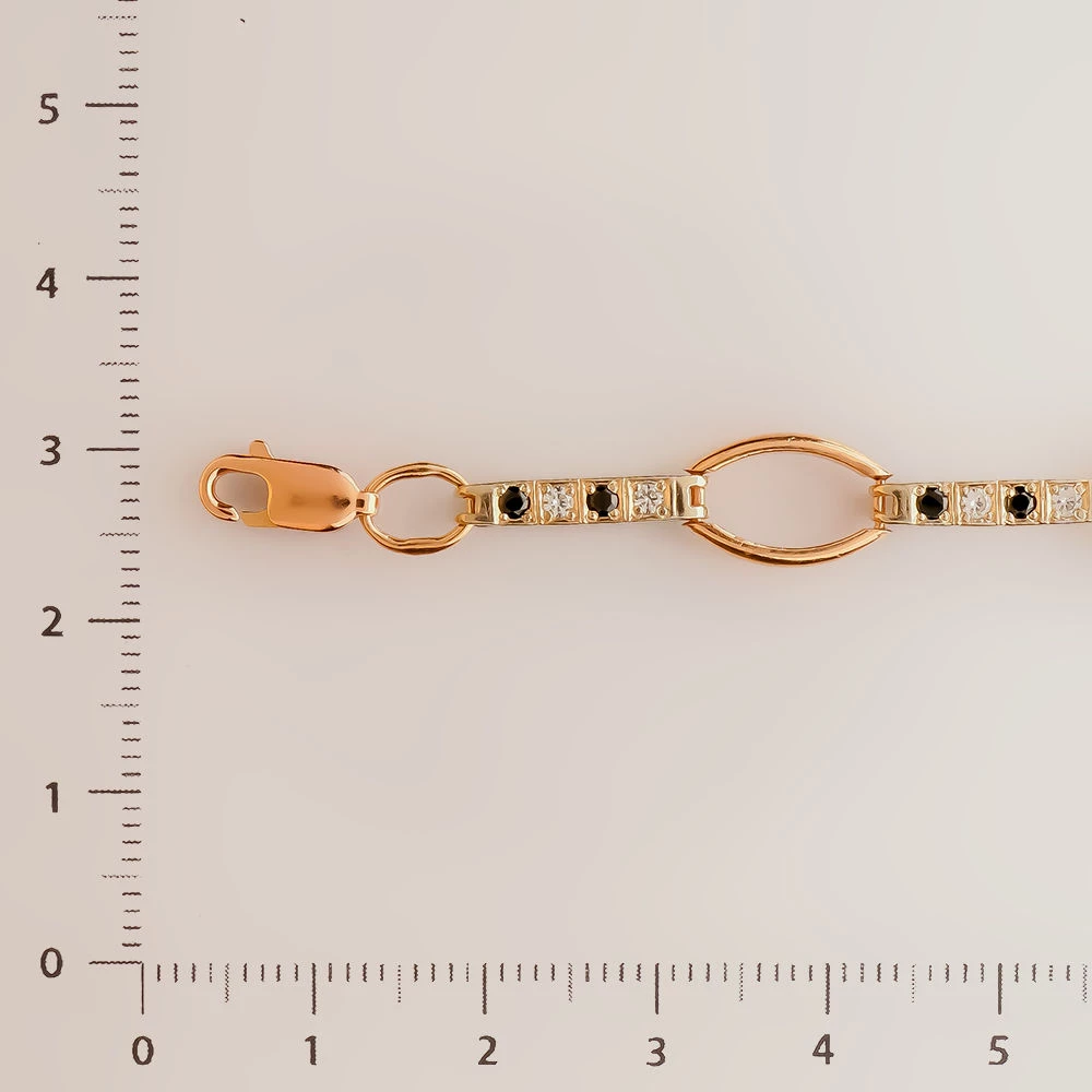 Браслет с фианитом из красного золота 585 пробы