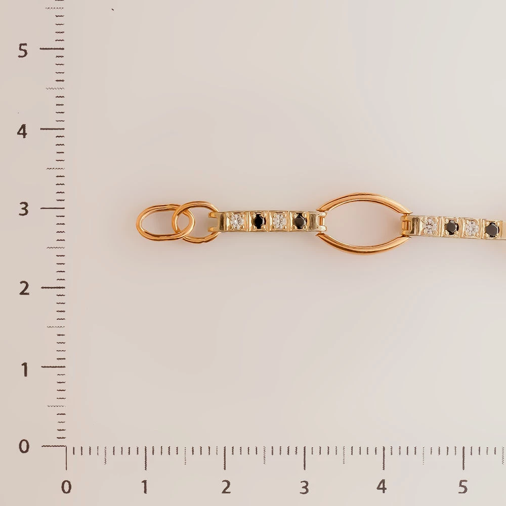 Браслет с фианитом из красного золота 585 пробы