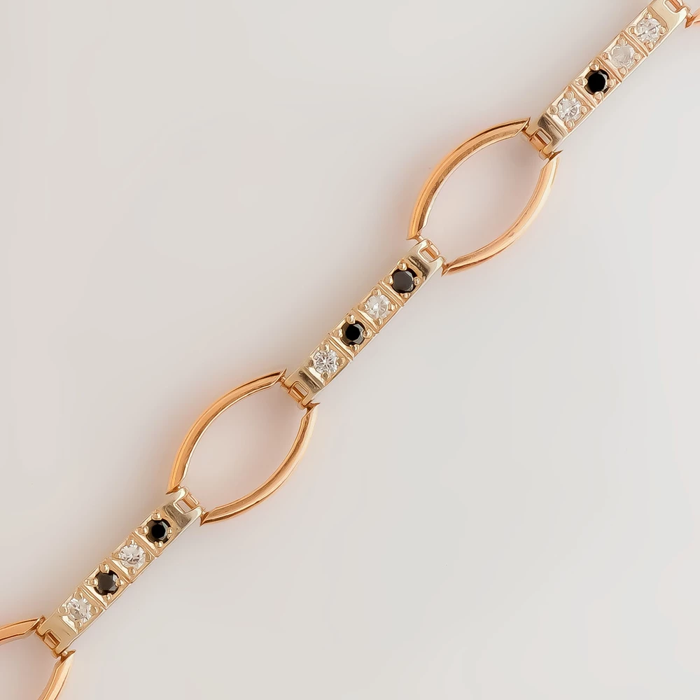 Браслет с фианитом из красного золота 585 пробы