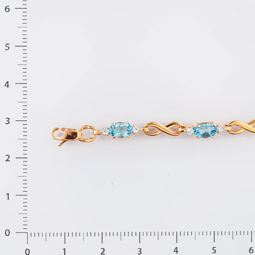 Браслет с топазом из красного золота 585 пробы