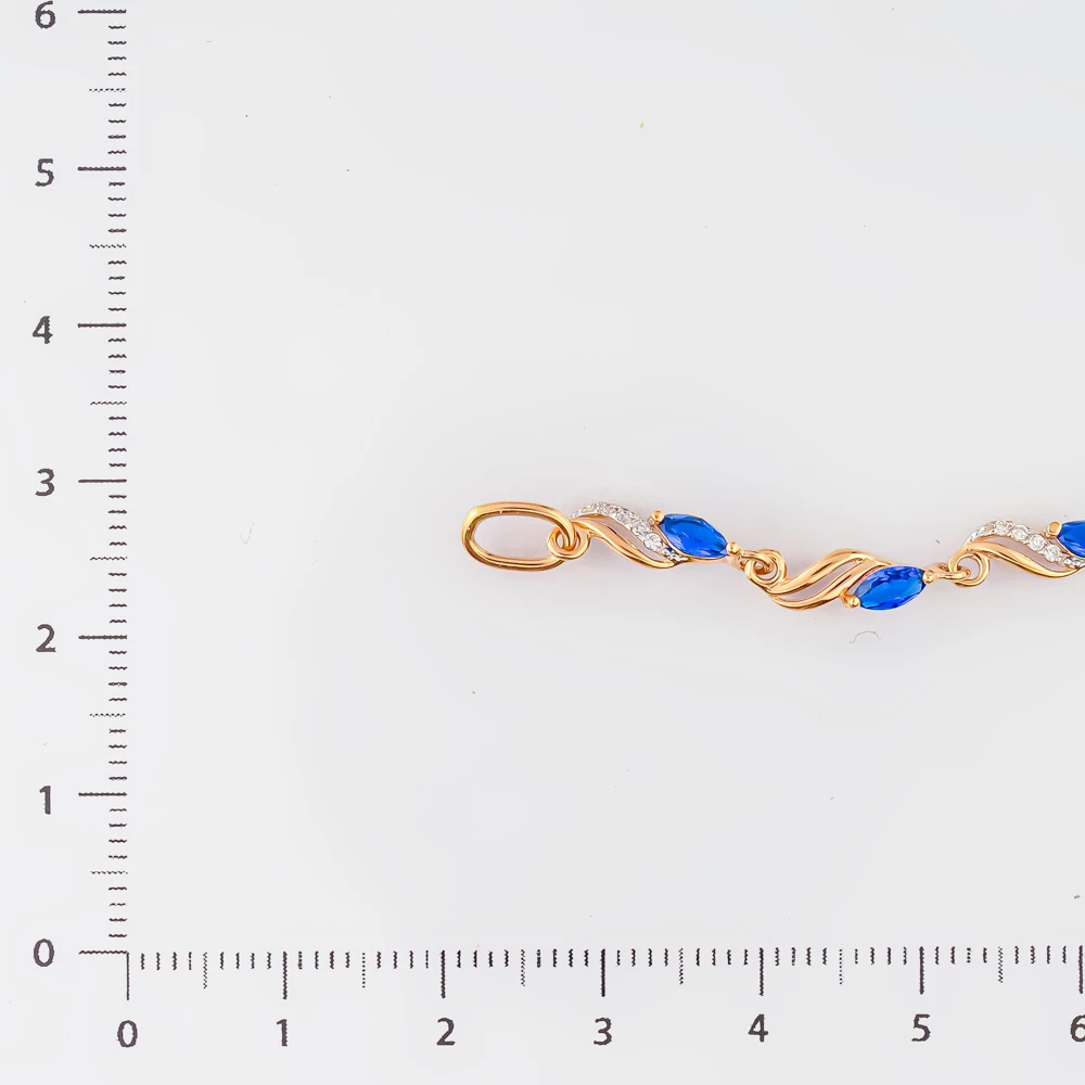 Браслет с сапфиром синтетическим из красного золота 585 пробы